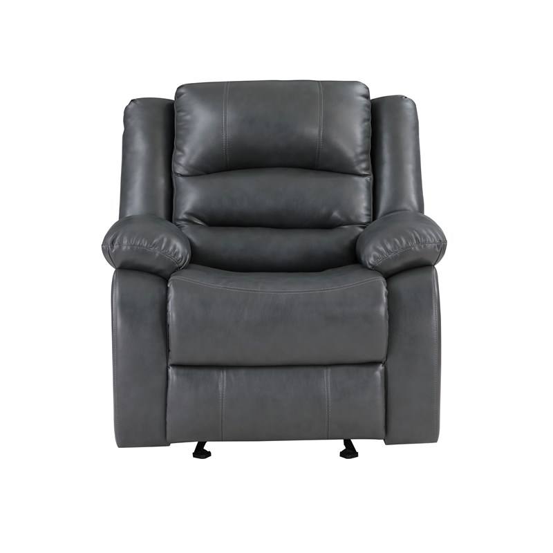 Martin Manual Reclining Chair finished with Faux Leather/ Wood in Gray