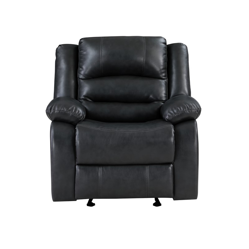 Galaxy Home Martin Solid Wood Living Room Reclining Chair In Black with LED.