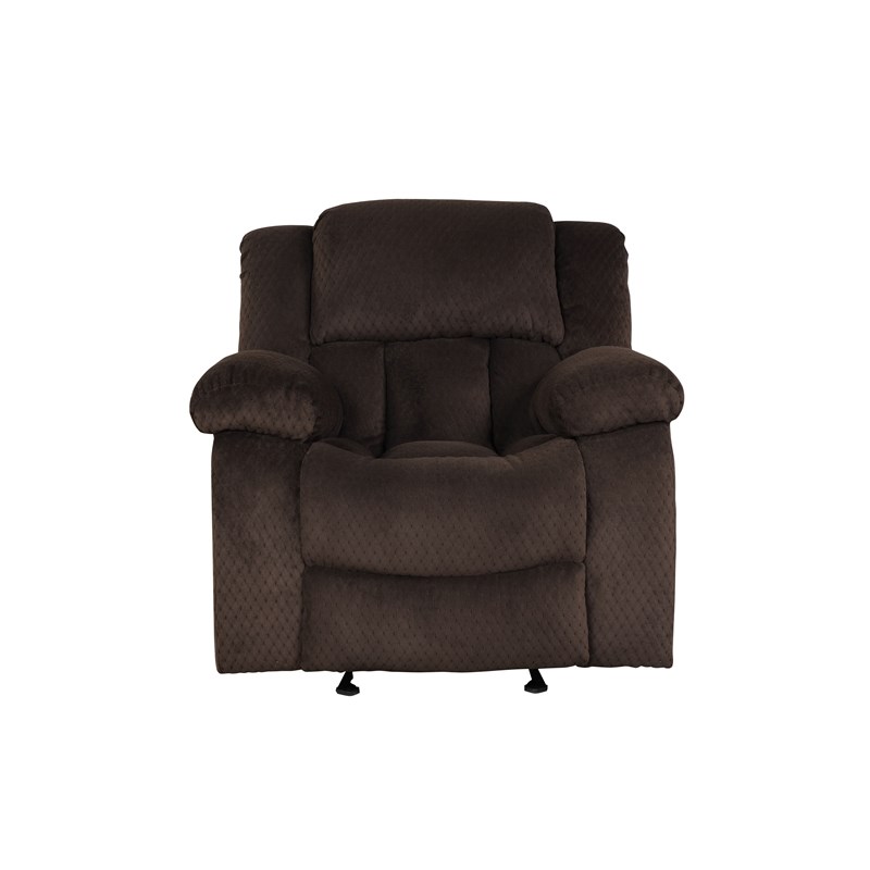 Armada Manual Recliner Chair Made with Chenille Fabric in Brown