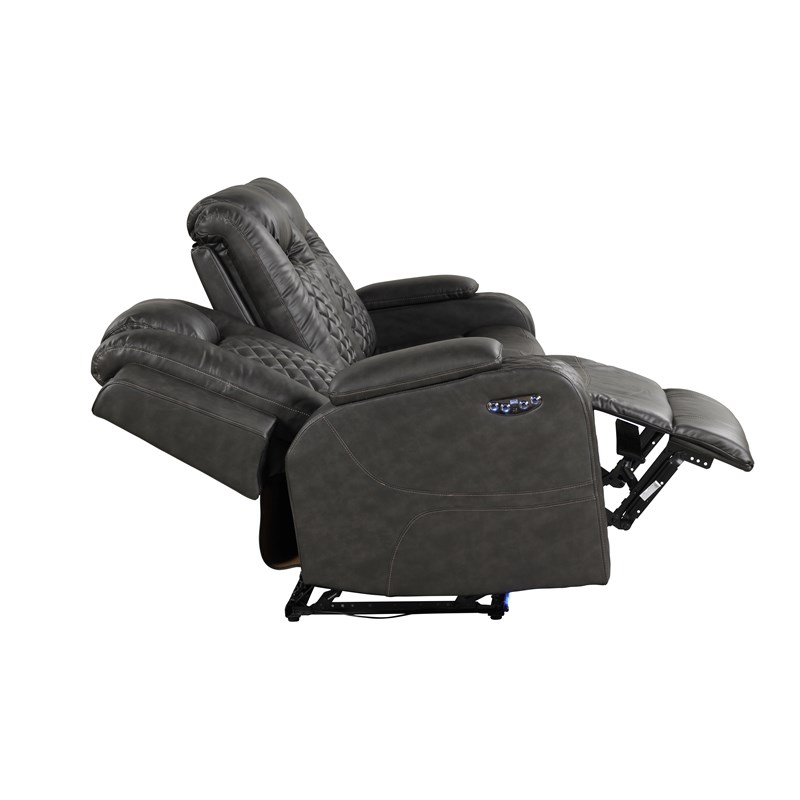 Benz LED & Power Recliner 3 PC Made With Faux Leather in Gray