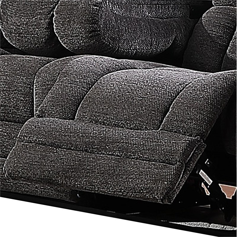 Chicago Manual Recliner Sofa Made with Chenille Fabric In Dark Gray