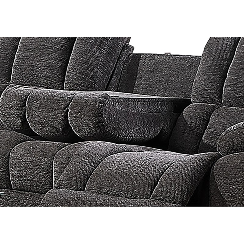 Chicago Manual Recliner Sofa Made with Chenille Fabric In Dark Gray