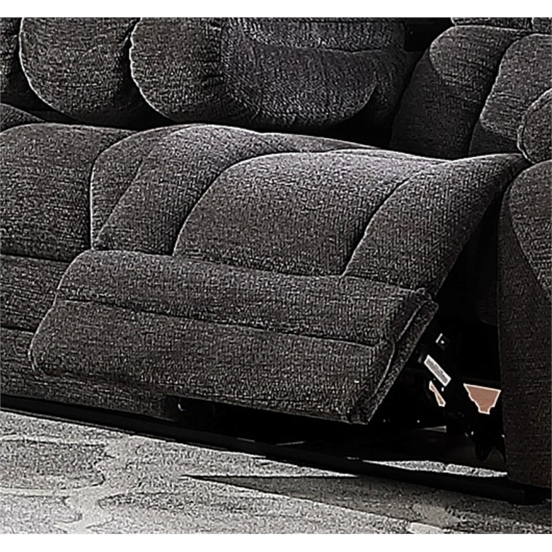 Chicago Manual Recliner Loveseat with Chenille Fabric in Dark Gray