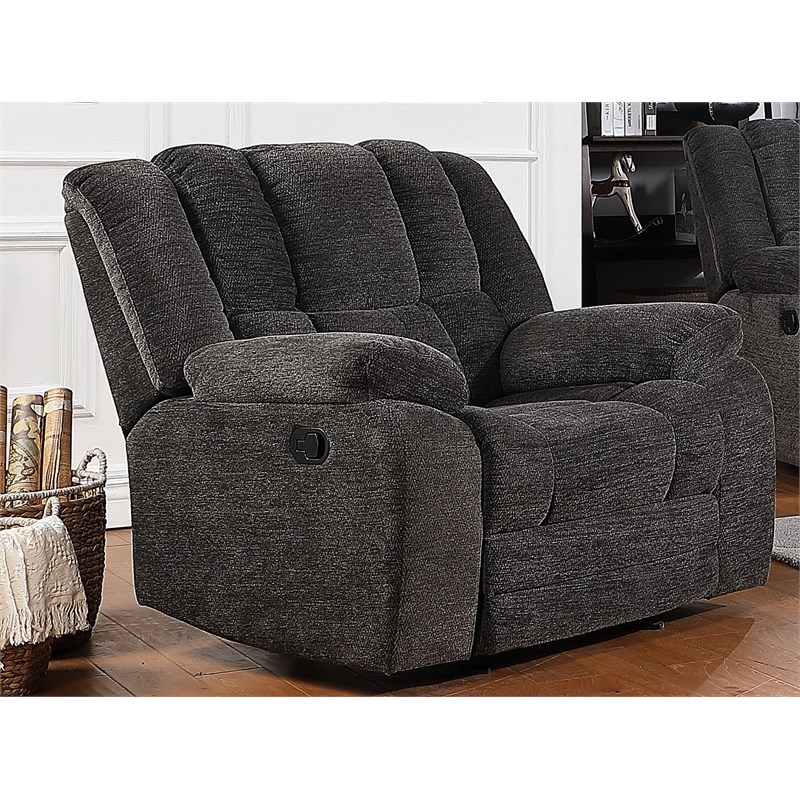 Chicago Manual Recliner Chair Made with Chenille Fabric in Dark Gray