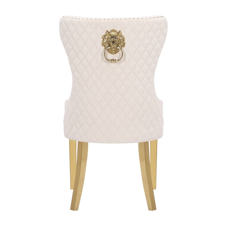 Simba Gold 2 Piece Dinning Chair Finish with Velvet Fabric in Beige