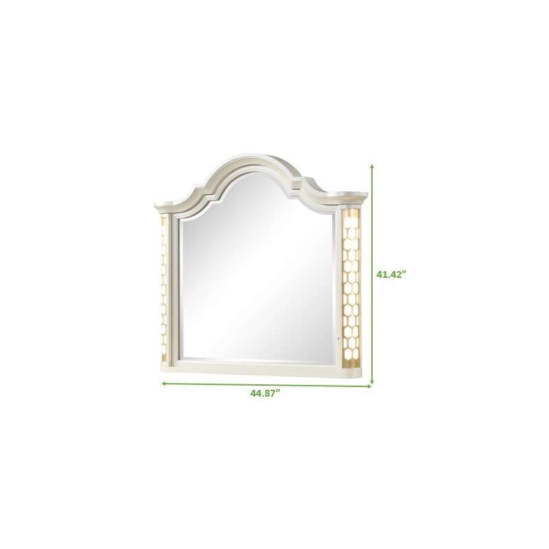 Jasmine Mirror with side LED lightning made with Wood in Beige