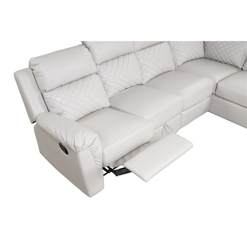 Charlotte Sectional Sofa made with Faux Leather in Ice Color