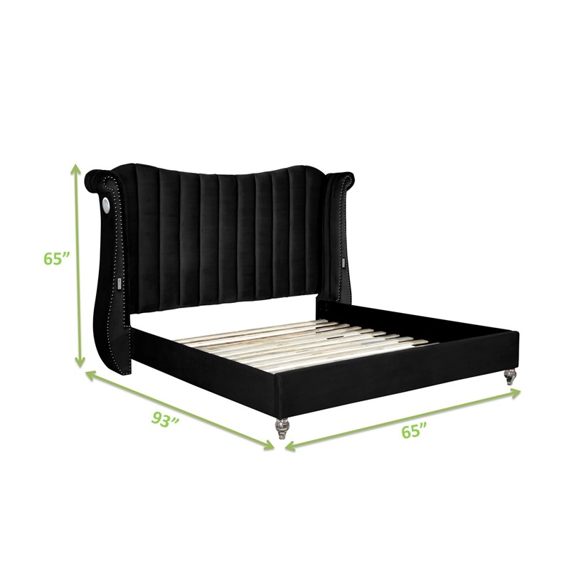 Tulip Queen 5 Pc Vanity Upholstery Bedroom Set Made With Wood In Black