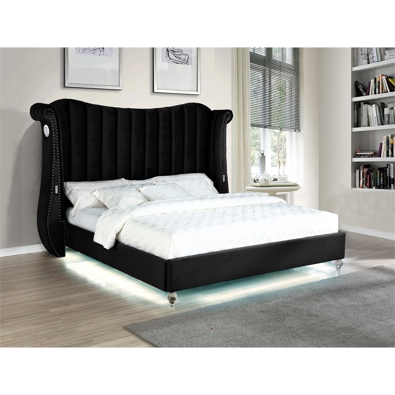 Tulip Queen 5 Pc Vanity Upholstery Bedroom Set Made With Wood In Black
