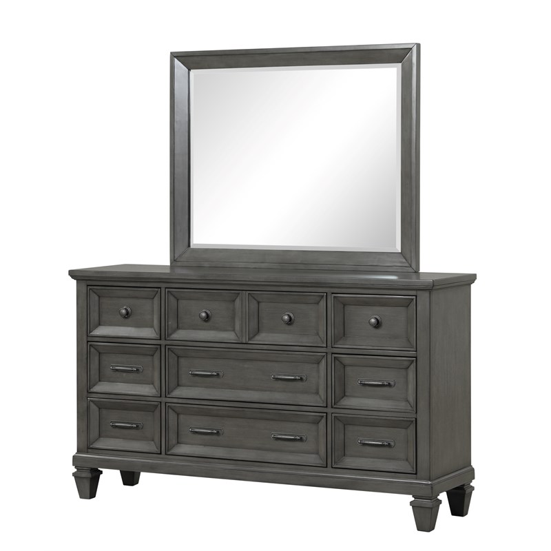 Hamilton Queen 4 Piece Storage Bedroom Set in Gray made with Engineered Wood