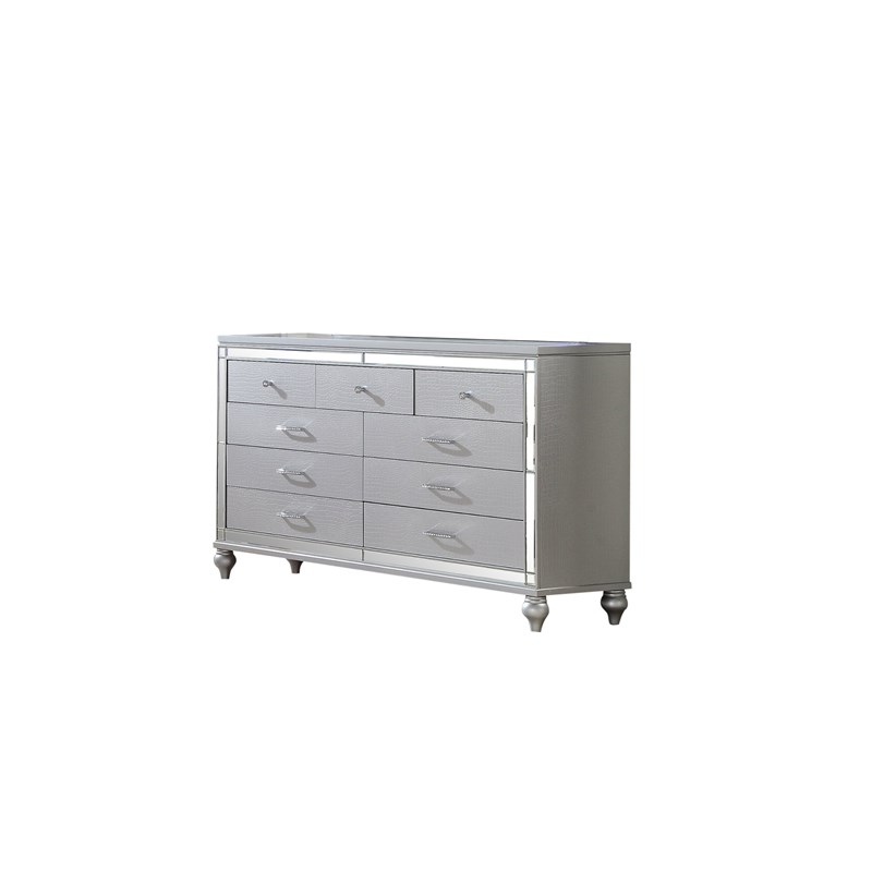 Sterling King 5-N LED Bedroom set made with wood in Silver Color