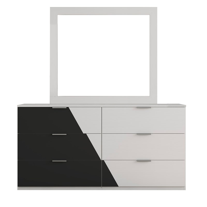 Camilla Dresser Made with Engineered Wood in White & Black Color
