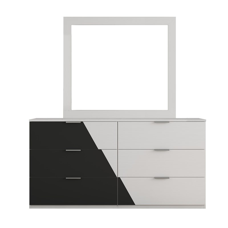 Camilla Dresser Made with Engineered Wood in White & Black Color