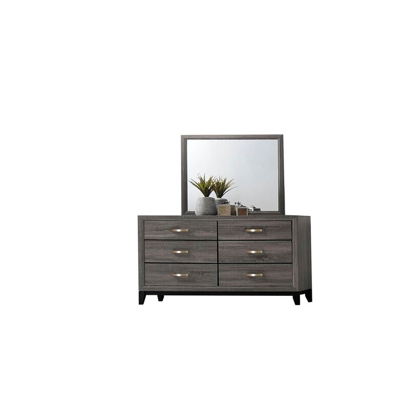 Sierra Full 6 Pc Contemporary Bedroom Set Made With Wood in Gray