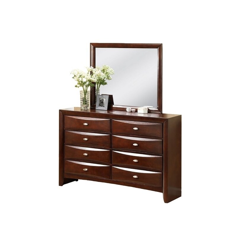Emily Full 5 Piece Storage Platform Bedroom Set in Cherry Made with Wood