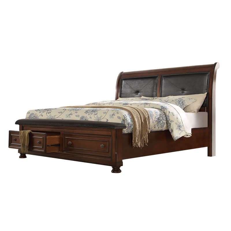 Austin King 5-N Storage Bedroom Set made with Wood in Dark Walnut