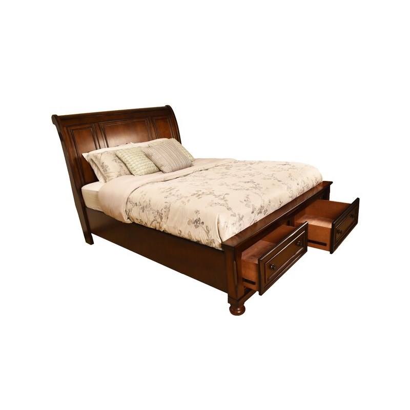 Baltimore King 5-N Storage Bedroom Set made with Wood in Dark Walnut