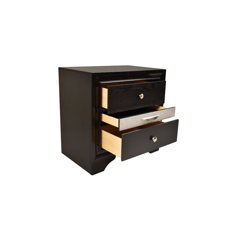 Traditional Matrix Queen 5-N Pc Storage Bedroom set made with Wood in Black