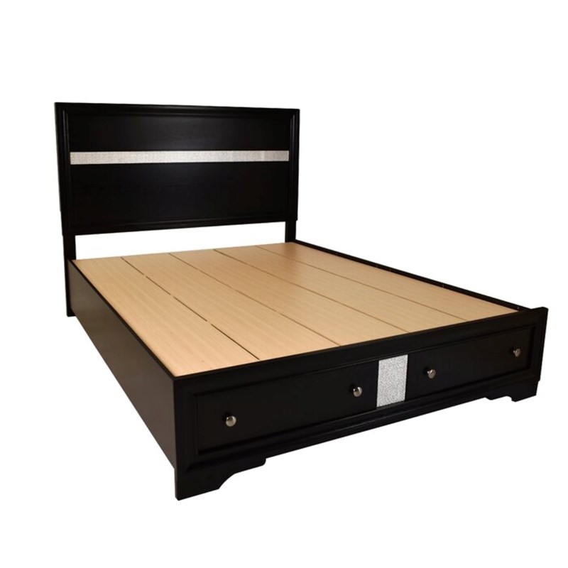 Traditional Matrix Queen 5-N Pc Storage Bedroom set made with Wood in Black