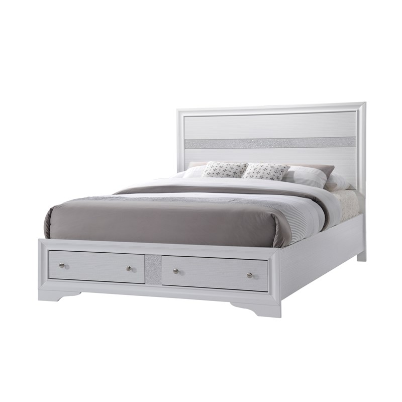 Traditional Matrix King 5-N PC Storage Bedroom Set in White made with Wood