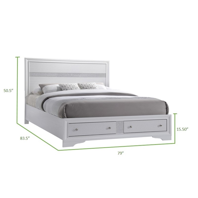 Traditional Matrix King 6 PC Storage Bedroom Set in White made with Wood