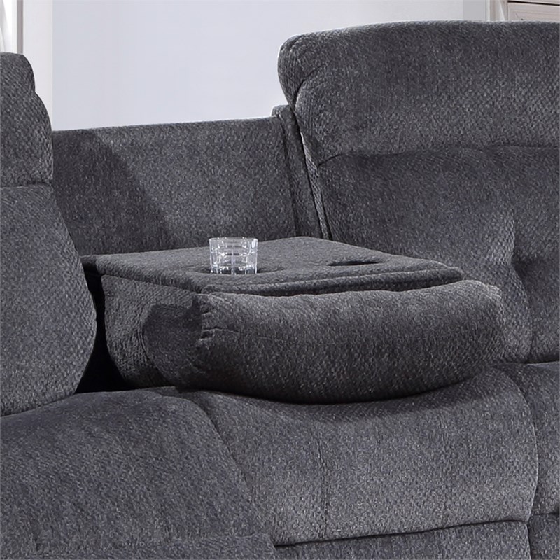 Phoenix Manual Recliner Sofa Made with Wood / Chenille Fabric in Gray