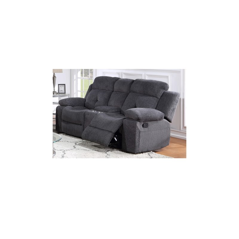 Phoenix Manual Recliner Loveseat Made with Wood / Chenille Fabric in Gray