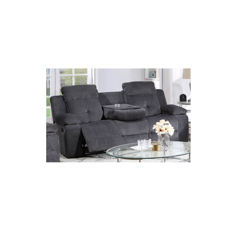 Phoenix Manual Recliner 2 Pc Sofa Set made with Wood / Chenille Fabric in Gray