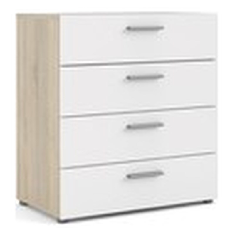 Levan Home Engineered Wood 4 Drawer Chest in Oak Structure/White High Gloss