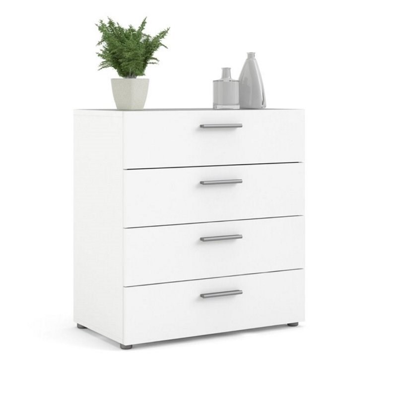 Levan Home Engineered Wood Style White 4 Drawer Chest/ Bedroom Dresser