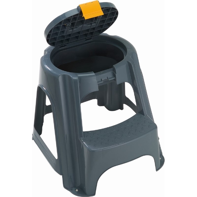 Levan Home Rimax 2-Step Plastic Step Stool with Storage in Gray