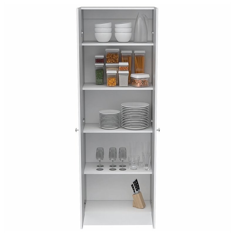 Levan Home Contemporary Tall Utility Storage Cabinet/ Pantry in White