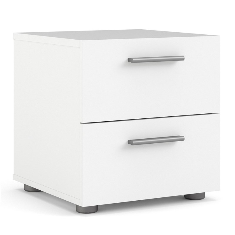 Levan Home Contemporary 2 Drawer Nightstand in White