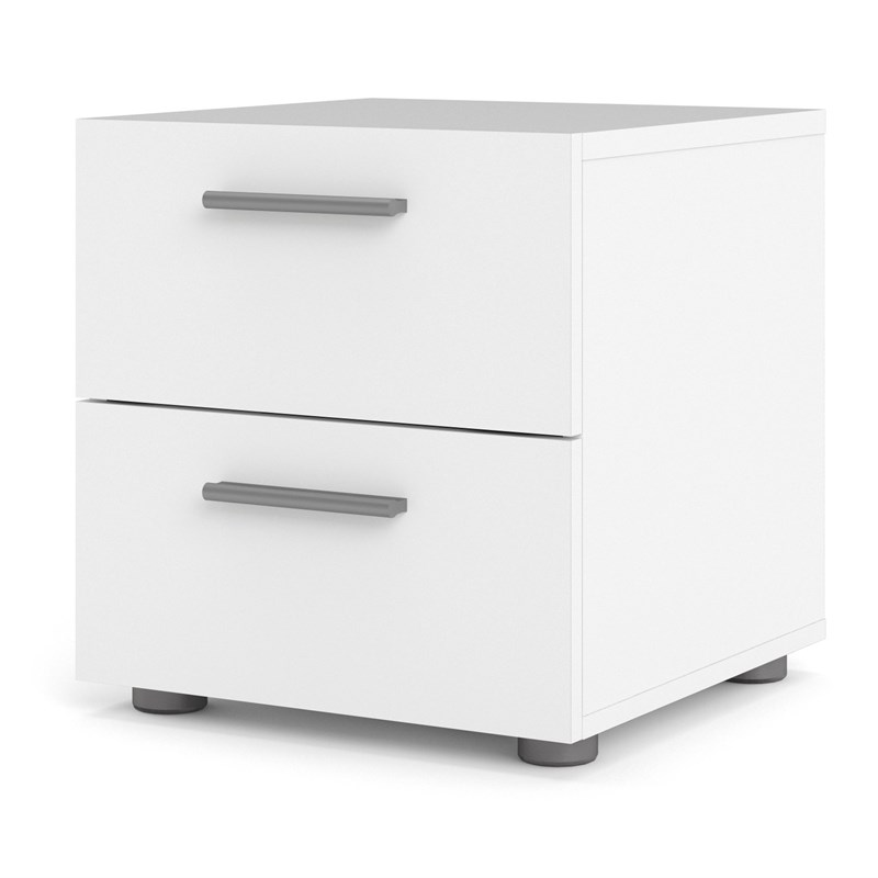 Levan Home Contemporary 2 Drawer Nightstand in White