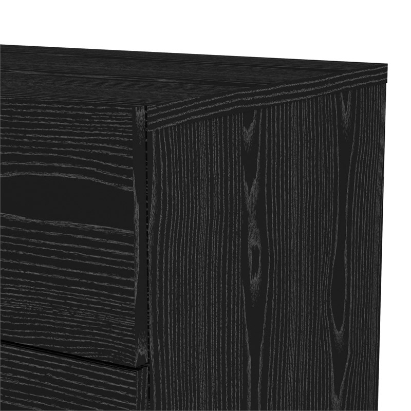 Levan Home Contemporary 4 Drawer Chest in Black Woodgrain