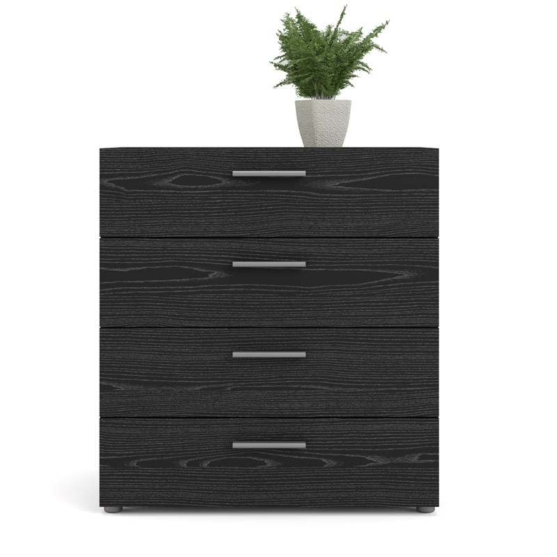 Levan Home Contemporary 4 Drawer Chest in Black Woodgrain