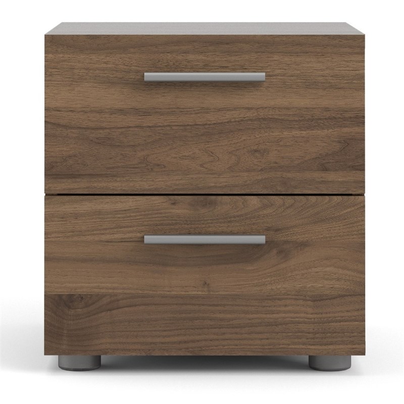 Levan Home Contemporary 2 Drawer Nightstand in Walnut