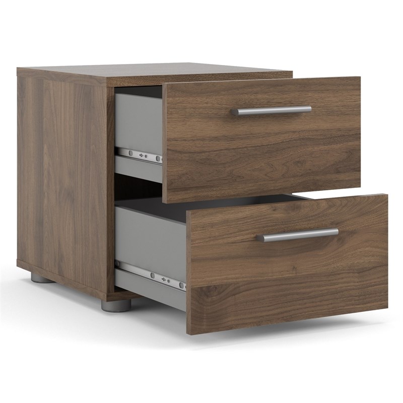 Levan Home Contemporary 2 Drawer Nightstand in Walnut