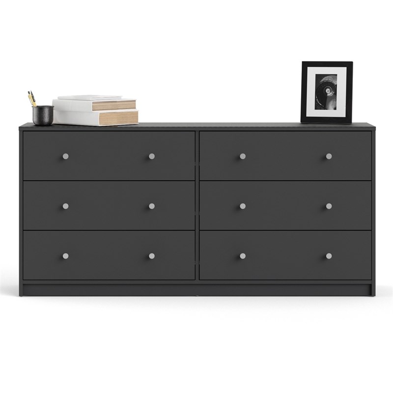 Levan Home Contemporary Wide 6 Drawer Double Bedroom Dresser in Gray