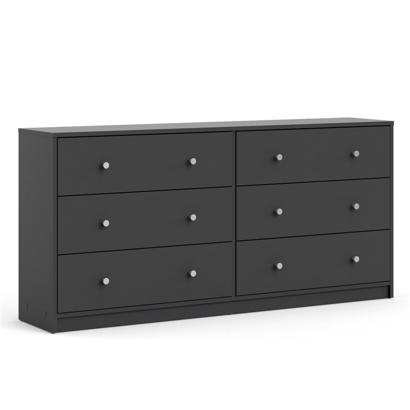 Levan Home Contemporary Wide 6 Drawer Double Bedroom Dresser in Gray