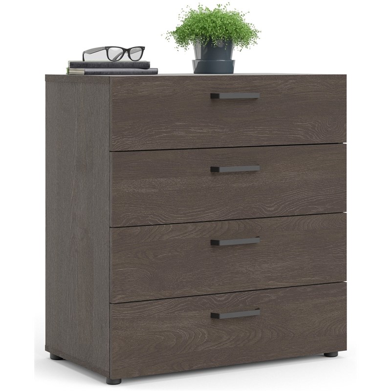 Levan Home Contemporary Style 4 Drawer Chest/Bedroom Dresser in Dark Chocolate