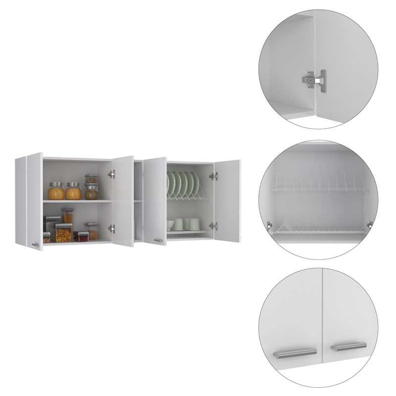 Levan Home White Modern Engineered Wood Portofino 150 Wall Cabinet