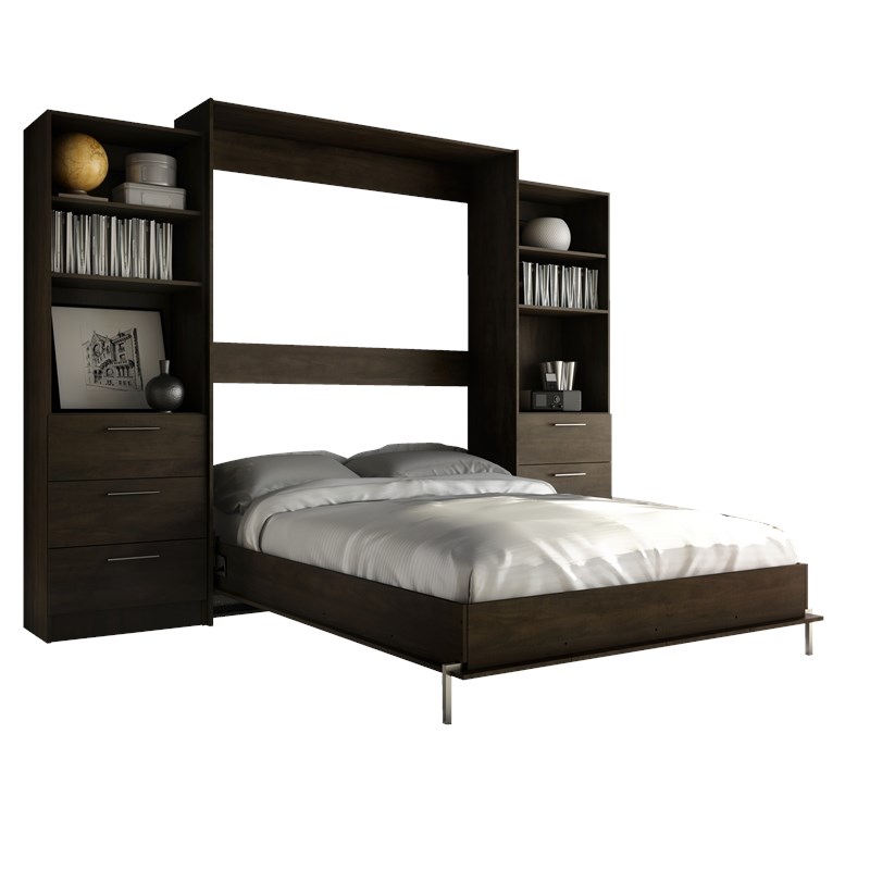 Stellar Home Wall Bed Queen size in wood Espresso | Homesquare