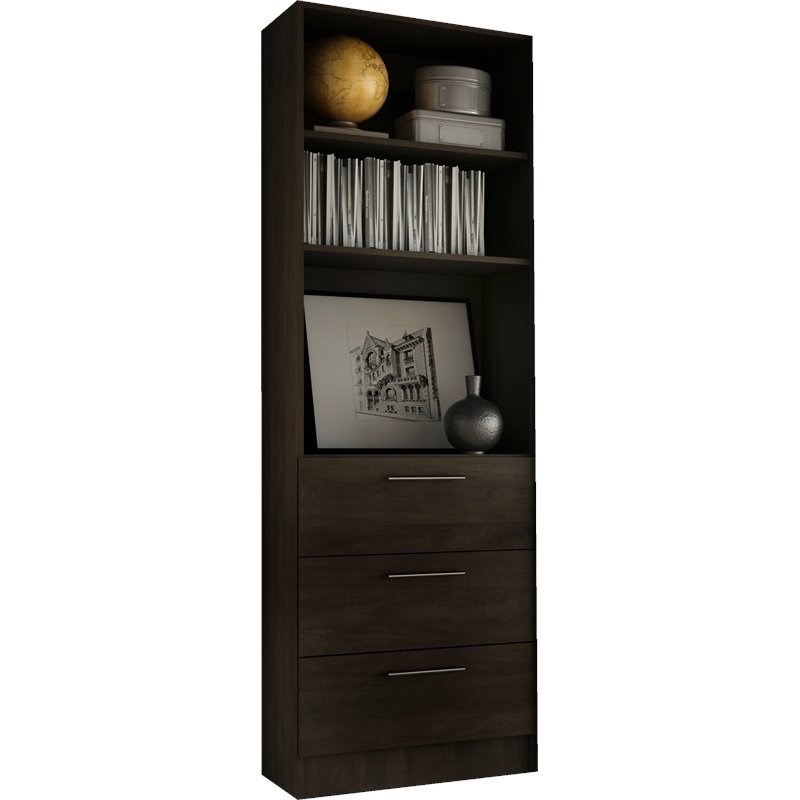 Stellar Home Wood Bookcases with Storage Drawers in Espresso