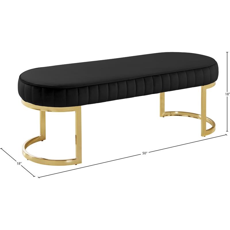 Meridian Furniture Lemar Contemporary Velvet Bench in Black