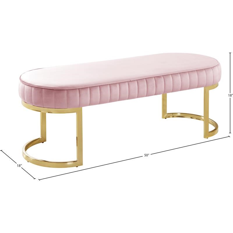 Meridian Furniture Lemar Contemporary Velvet Bench in Pink
