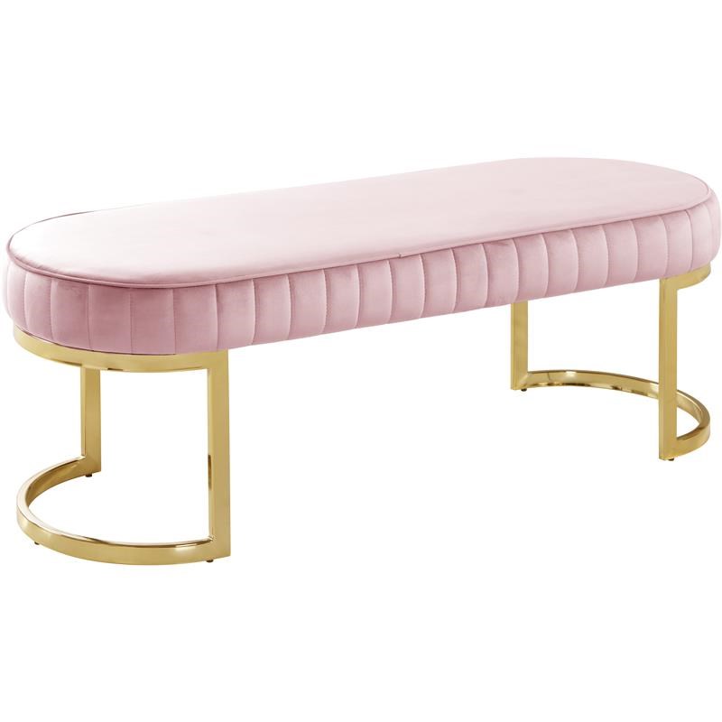 Meridian Furniture Lemar Contemporary Velvet Bench in Pink