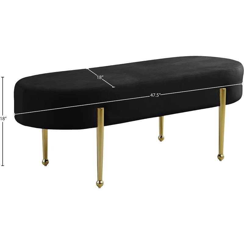 Meridian Furniture Gia Contemporary Velvet Bench in Black