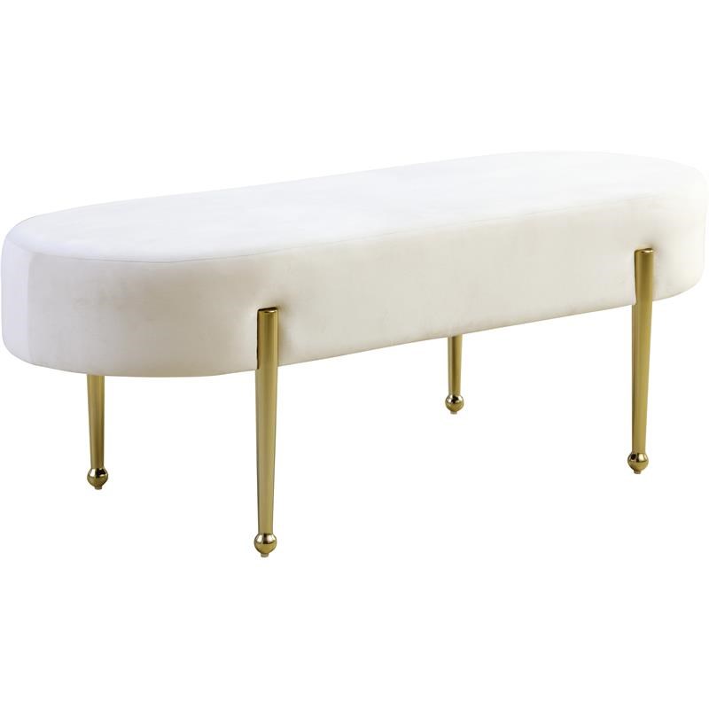 Meridian Furniture Gia Contemporary Velvet Bench in Cream