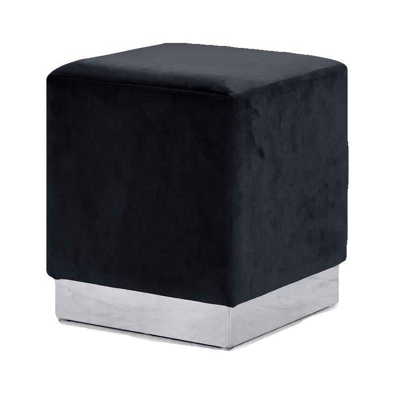 Meridian Furniture Jax Contemporary Velvet Ottoman/Stool in Black